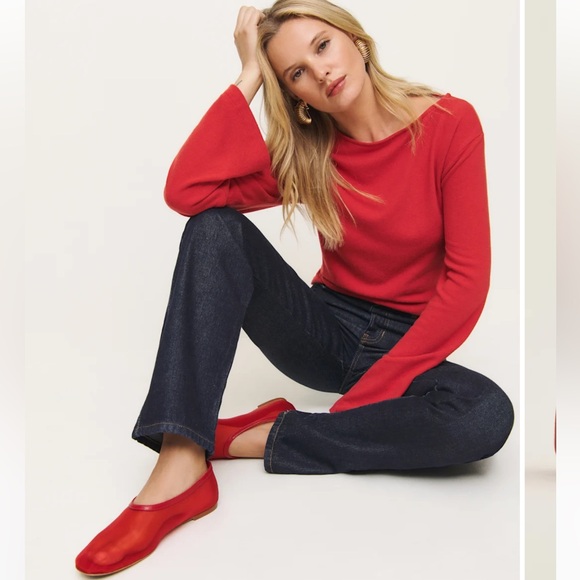 NIB Reformation Britt Ballet Flats Red Mesh 7.5 - Picture 6 of 8